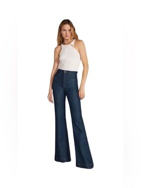 Favorite Daughter Dark Blue High-Rise Flare Jeans